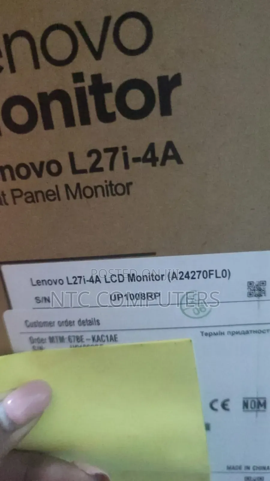 Lenovo L27i-4a 27" FHD Monitor, Integrated Speaker