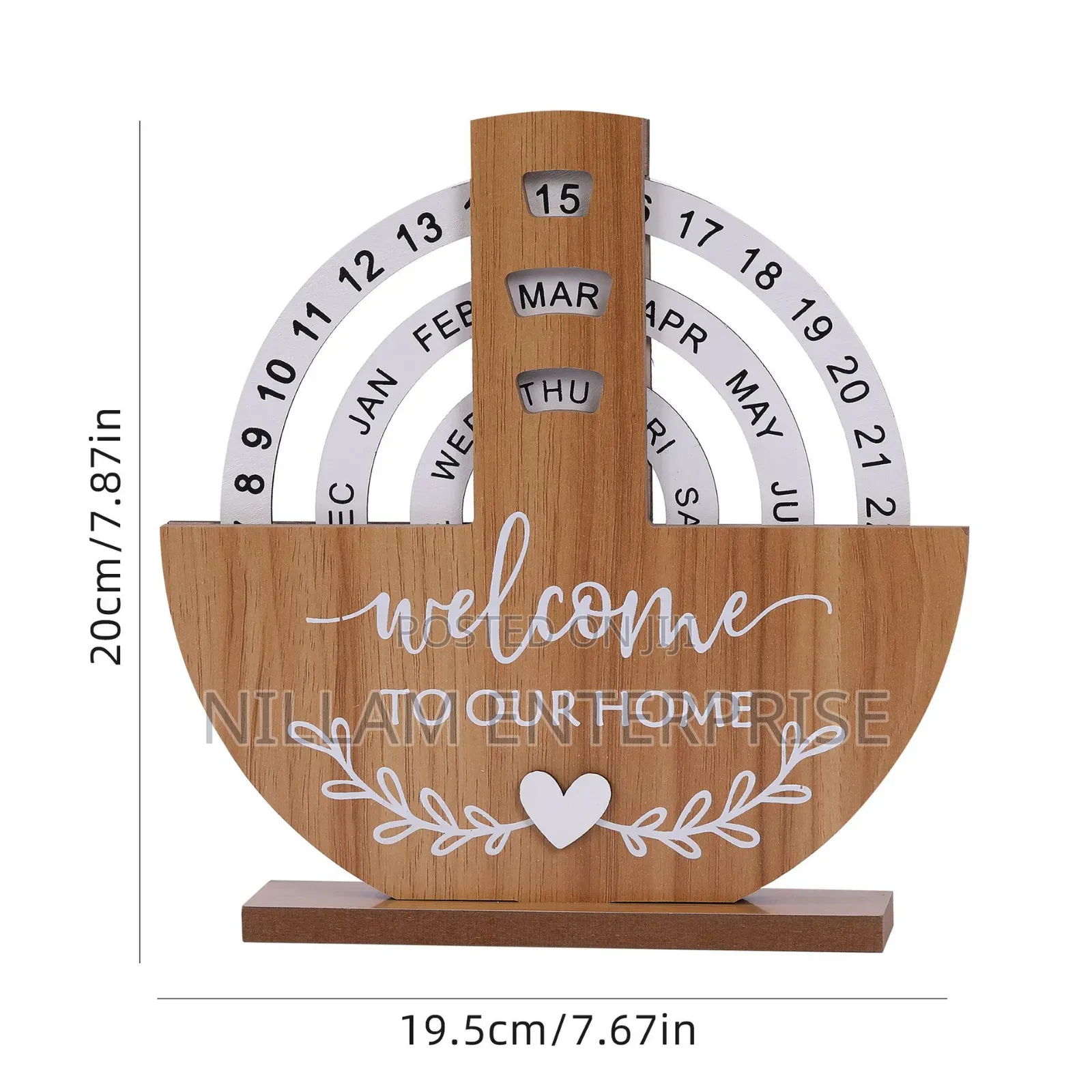 Wooden Manual Rotating Round Decor Calendars