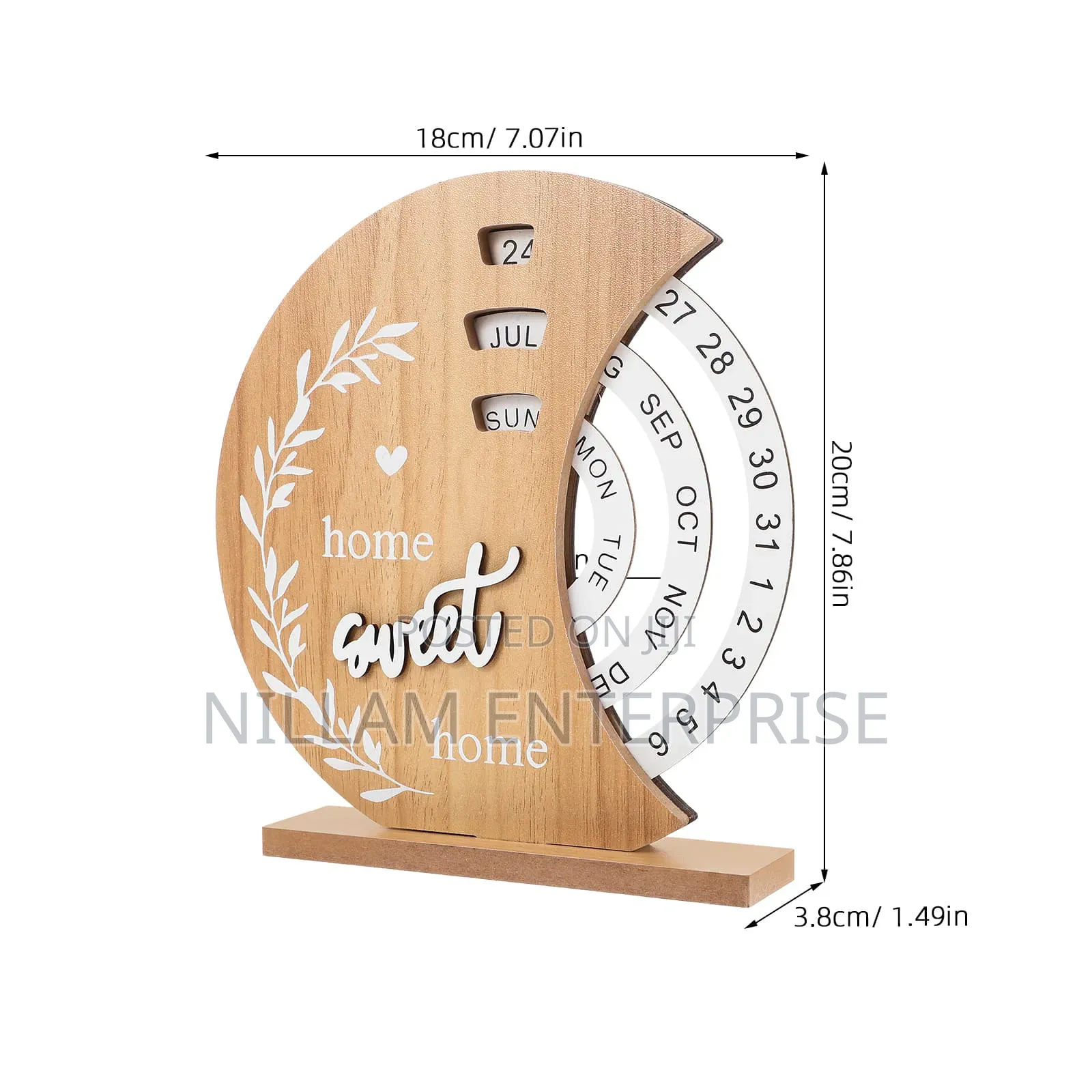 Wooden Manual Rotating Round Decor Calendars