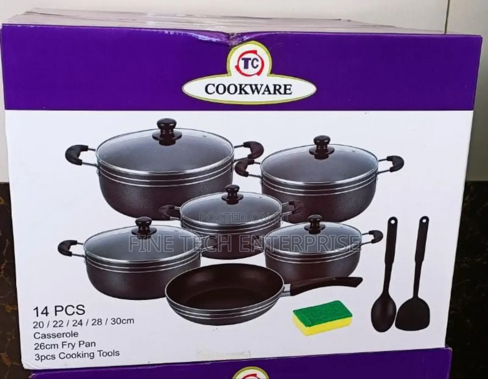Tc 14 Pieces Non-Stick Black Coated Cooking Pot/Sufuria Set