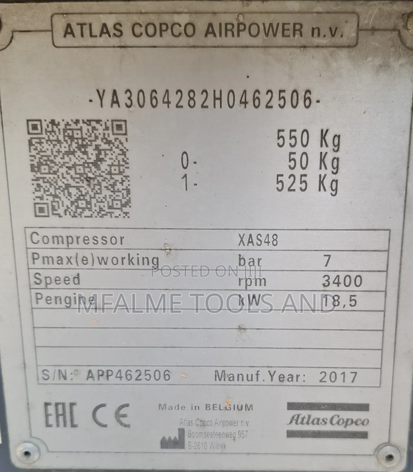 Compressor 2017 Atlas Copco, Xas48 3cyli Kubota Engine10bars Max Ex-Uk