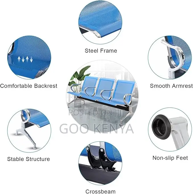 Reception Bench;3-seater Steel Reception Bench
