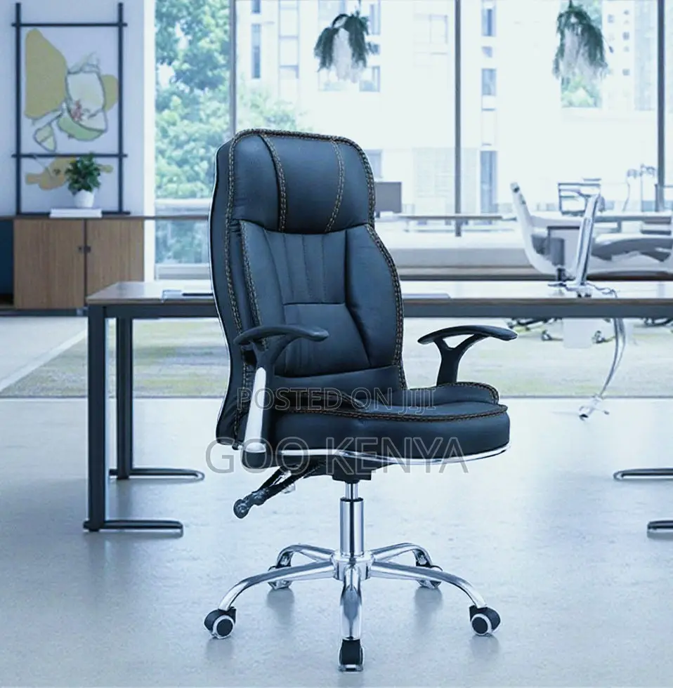 Office Chair; Generic Black Leather Office Chair