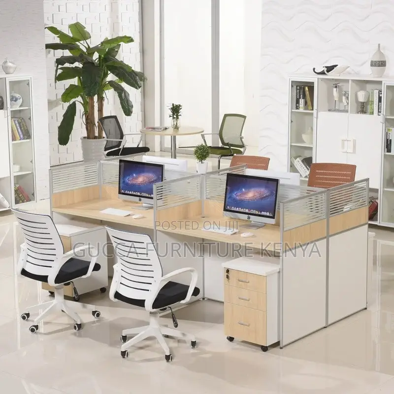 Office Desk: Imported 4-Person Workstation Booth for Office