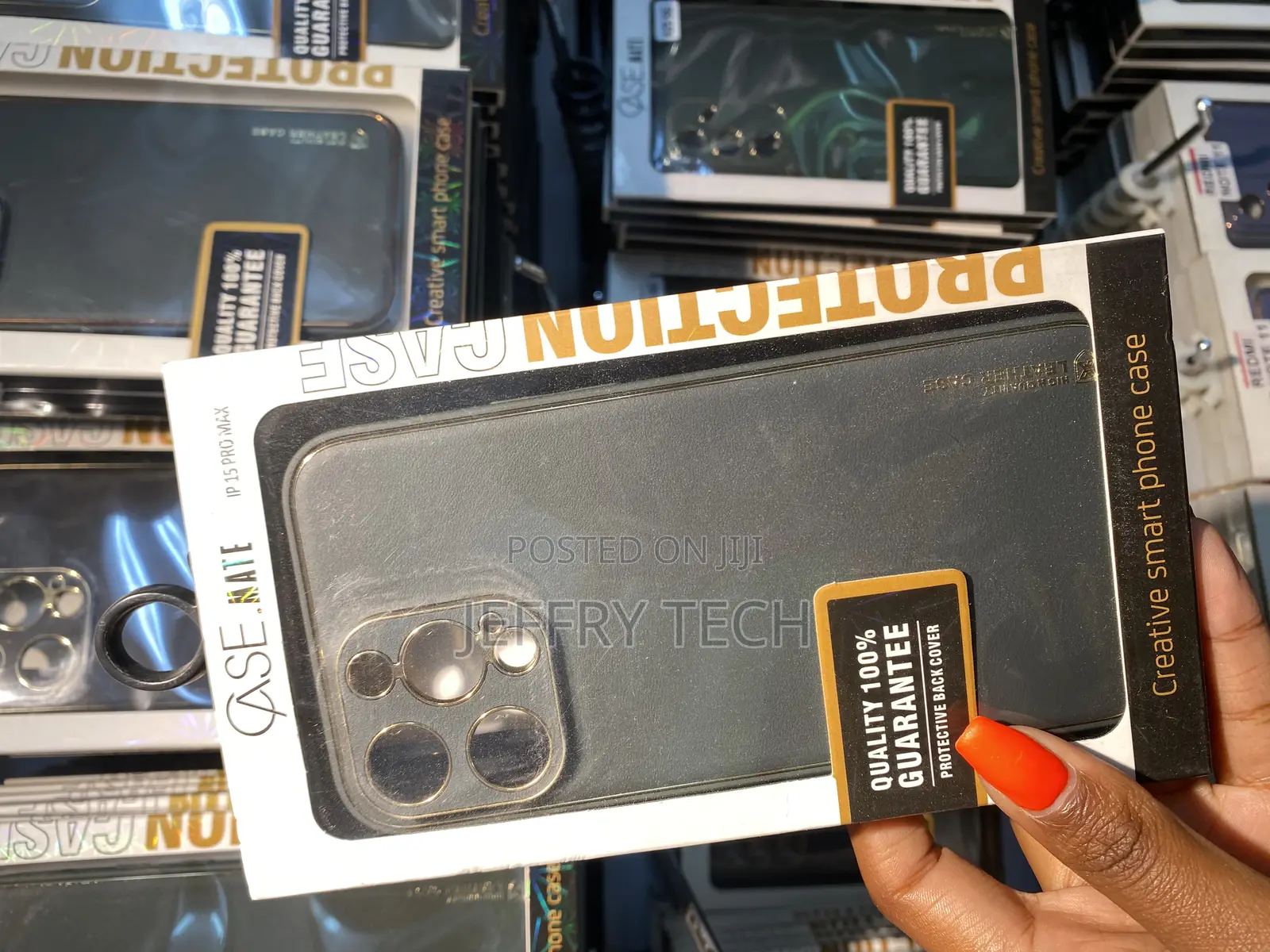 Jet Black Gold Plated Premium Leather Luxury 15 Pro Max Case