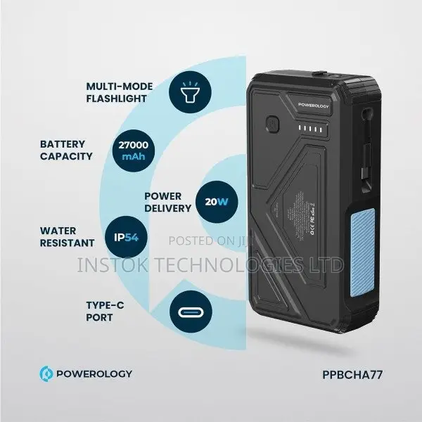 Powerology 27000mah Solar Wireless Charging Power Bank