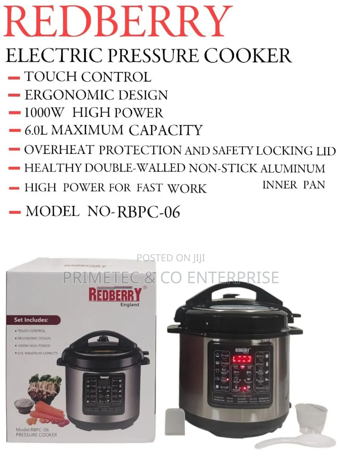 Redberry Premium Range of Electric Pressure Cooker.
