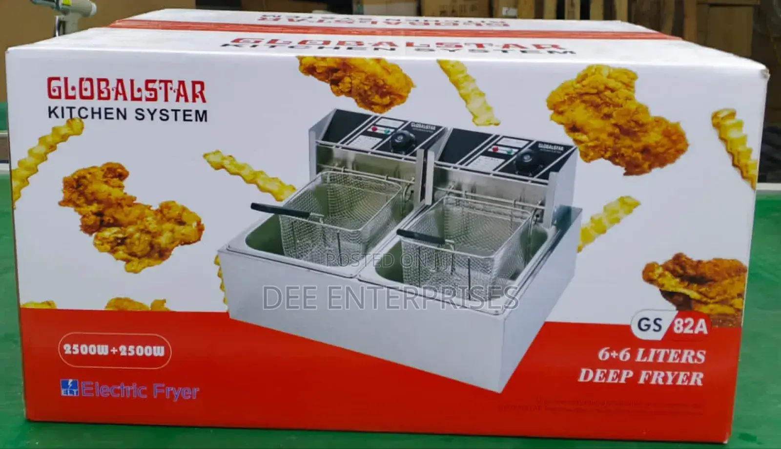Globalstar Double Tank 6+6lt Chips/Chicken Stainless Steel