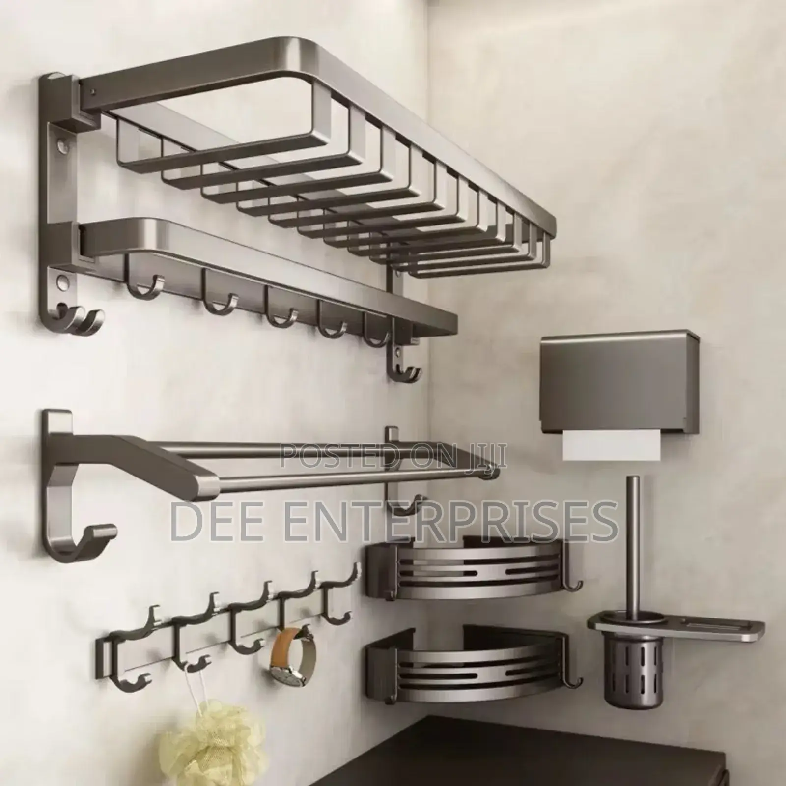 7pcs Aluminum Bath Towel Storage Rack