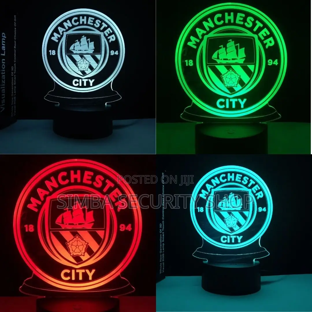 Manchester City Man 3d Illusion Football Club Led Night Lamp Logo Fans