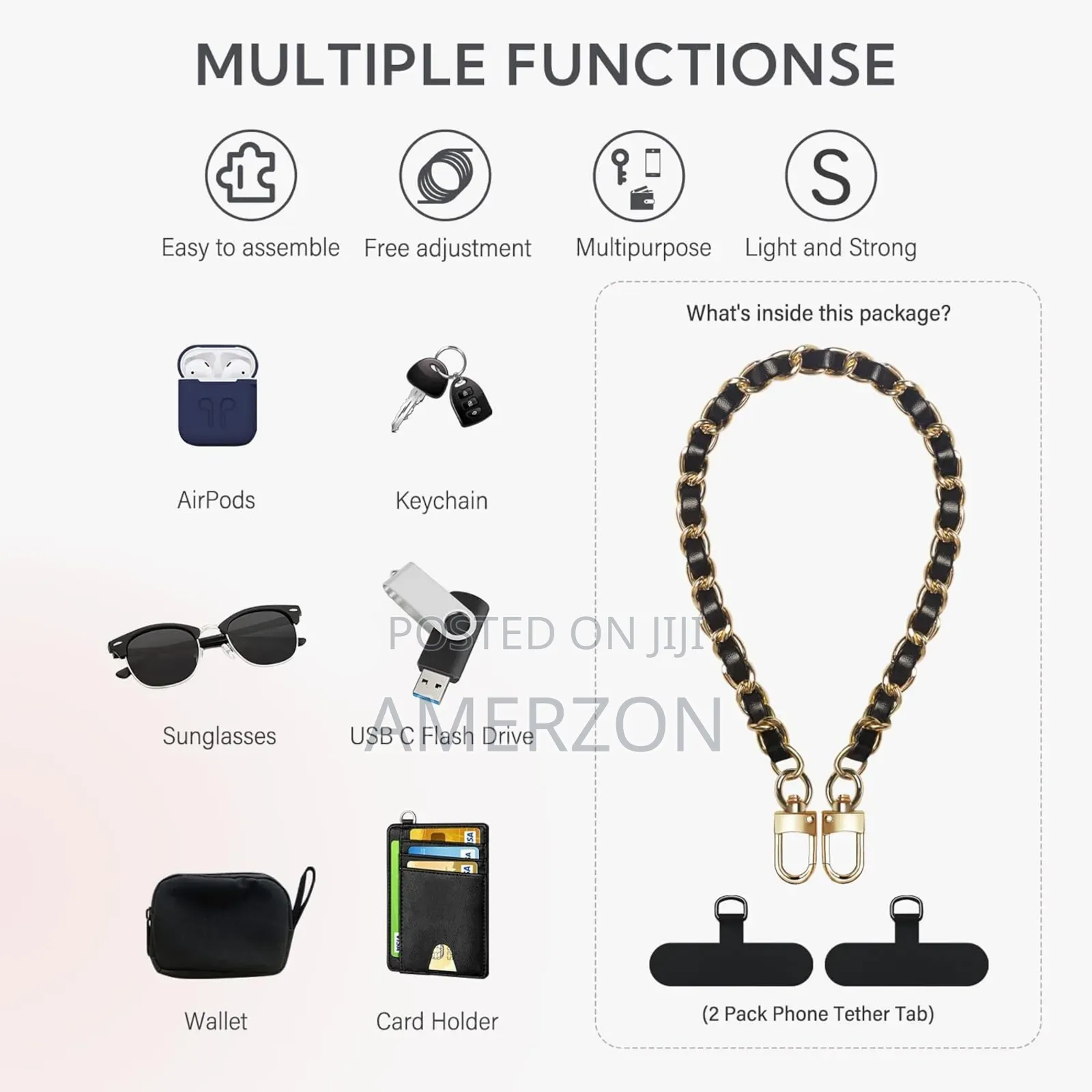 Phone Charm Wrist Strap, 2x Pads, Hands-Free,