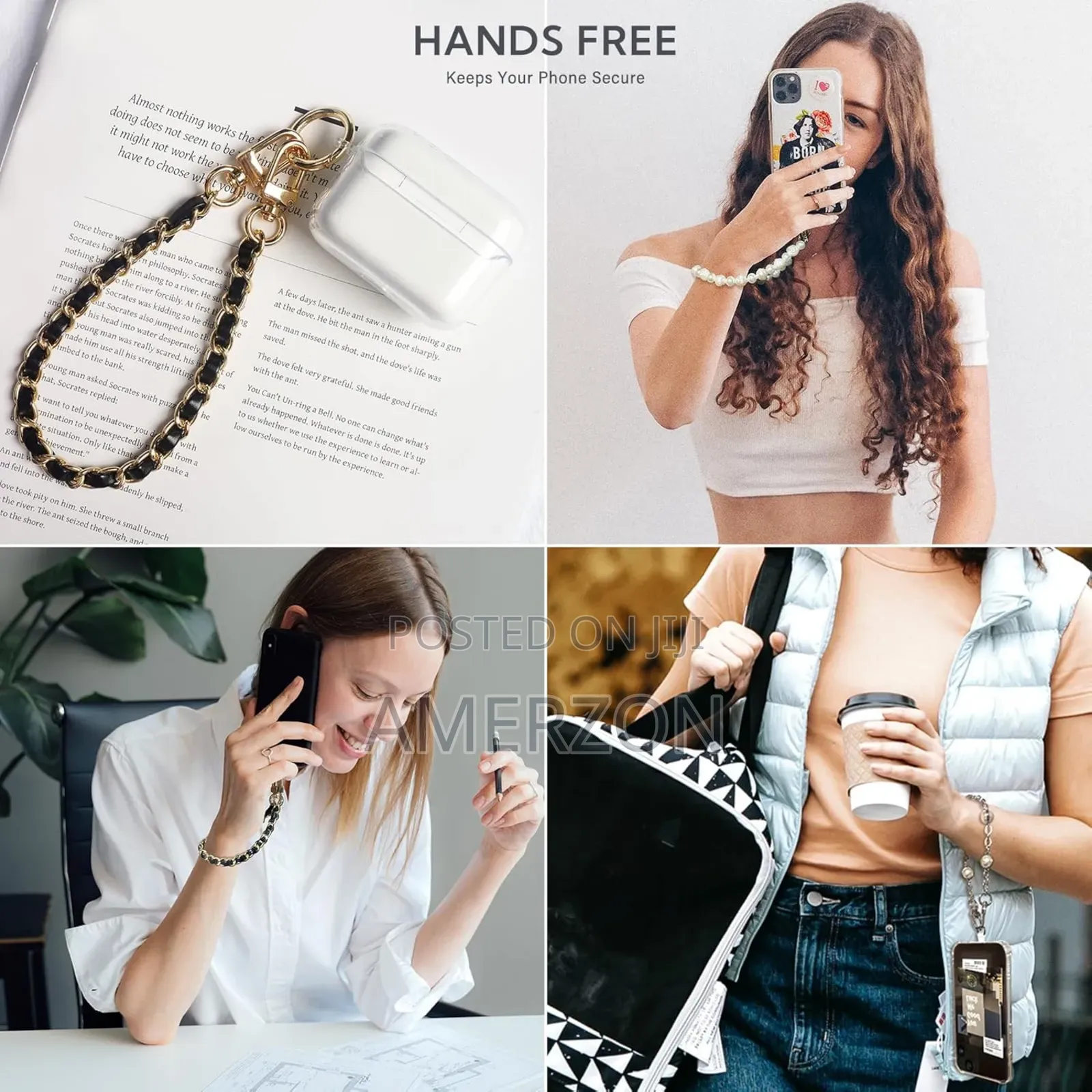 Phone Charm Wrist Strap, 2x Pads, Hands-Free,
