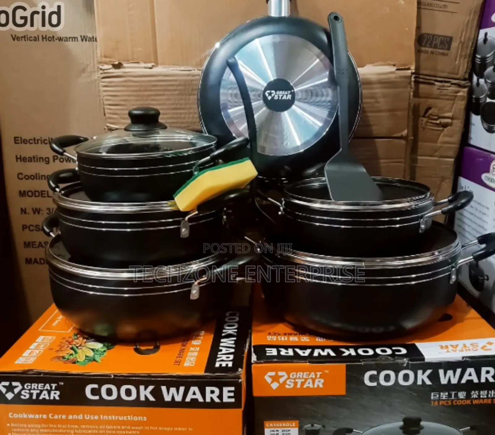 Great Star (Tc Model ) Nonstick Sufuria Cookware Set - Black 