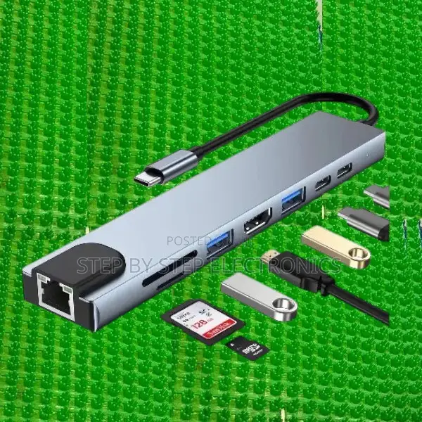 8 in 1 Usb Type-C Usb Hub Adapter With Universal Compatibility