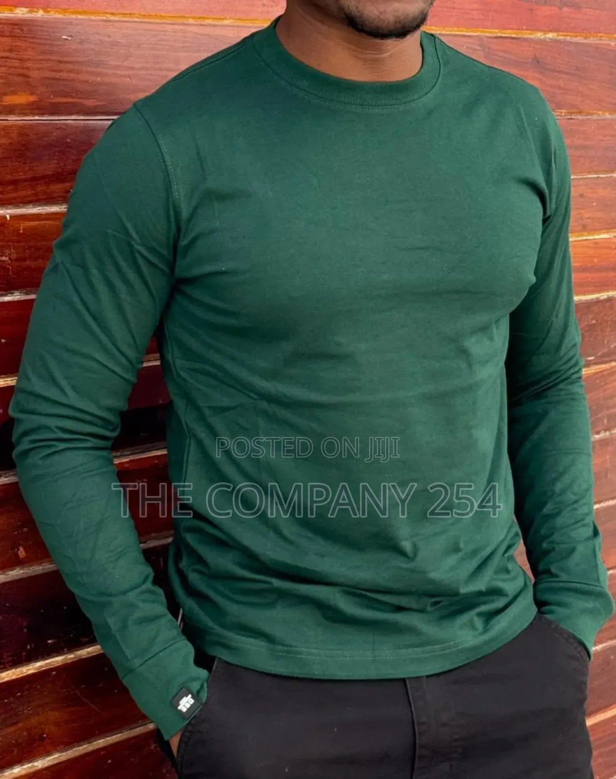 Quality Pain Cotton Round Neck Longsleeved Men Casual T Shirt