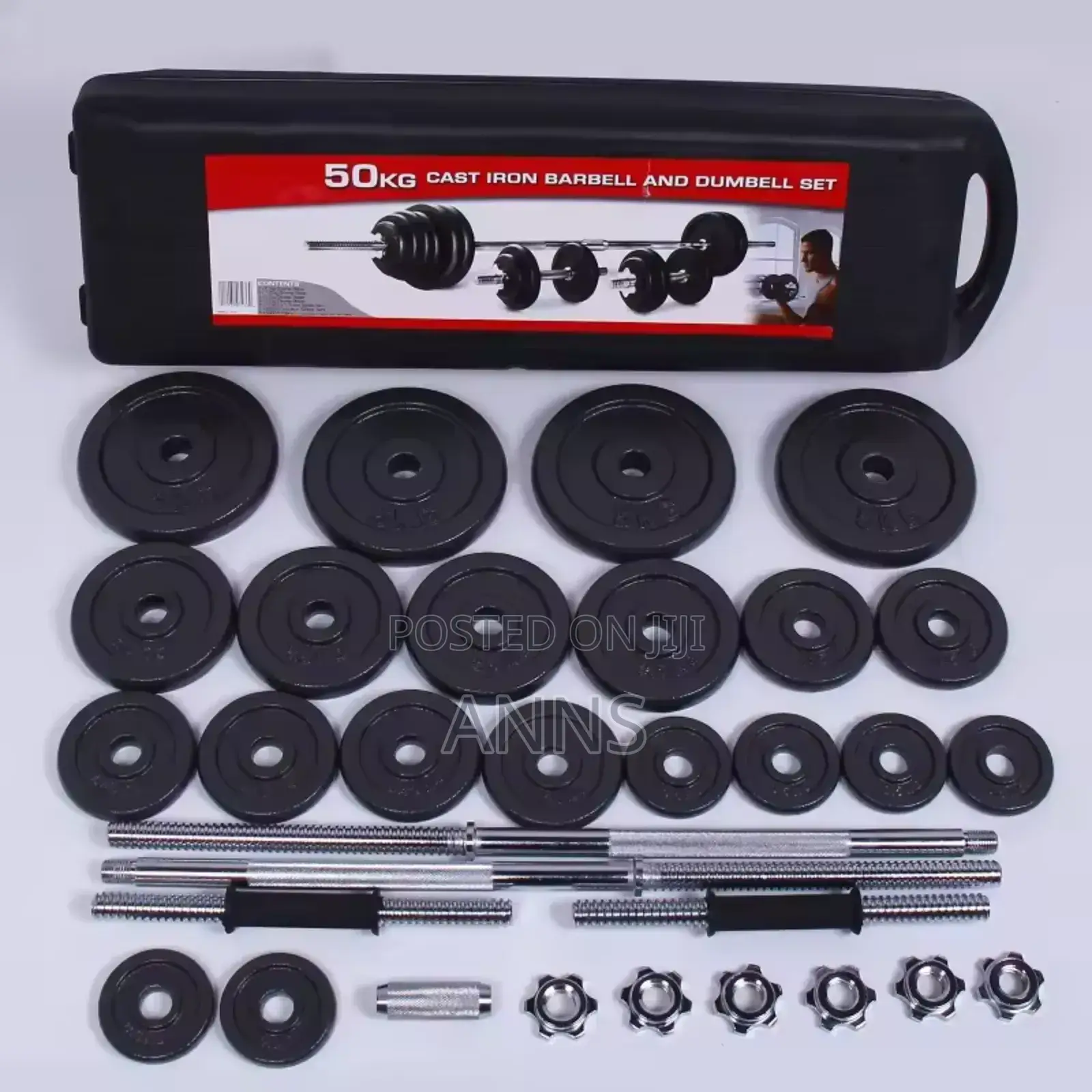 50 Kg Cast Iron Barbell and Dumbbell Set Neww.