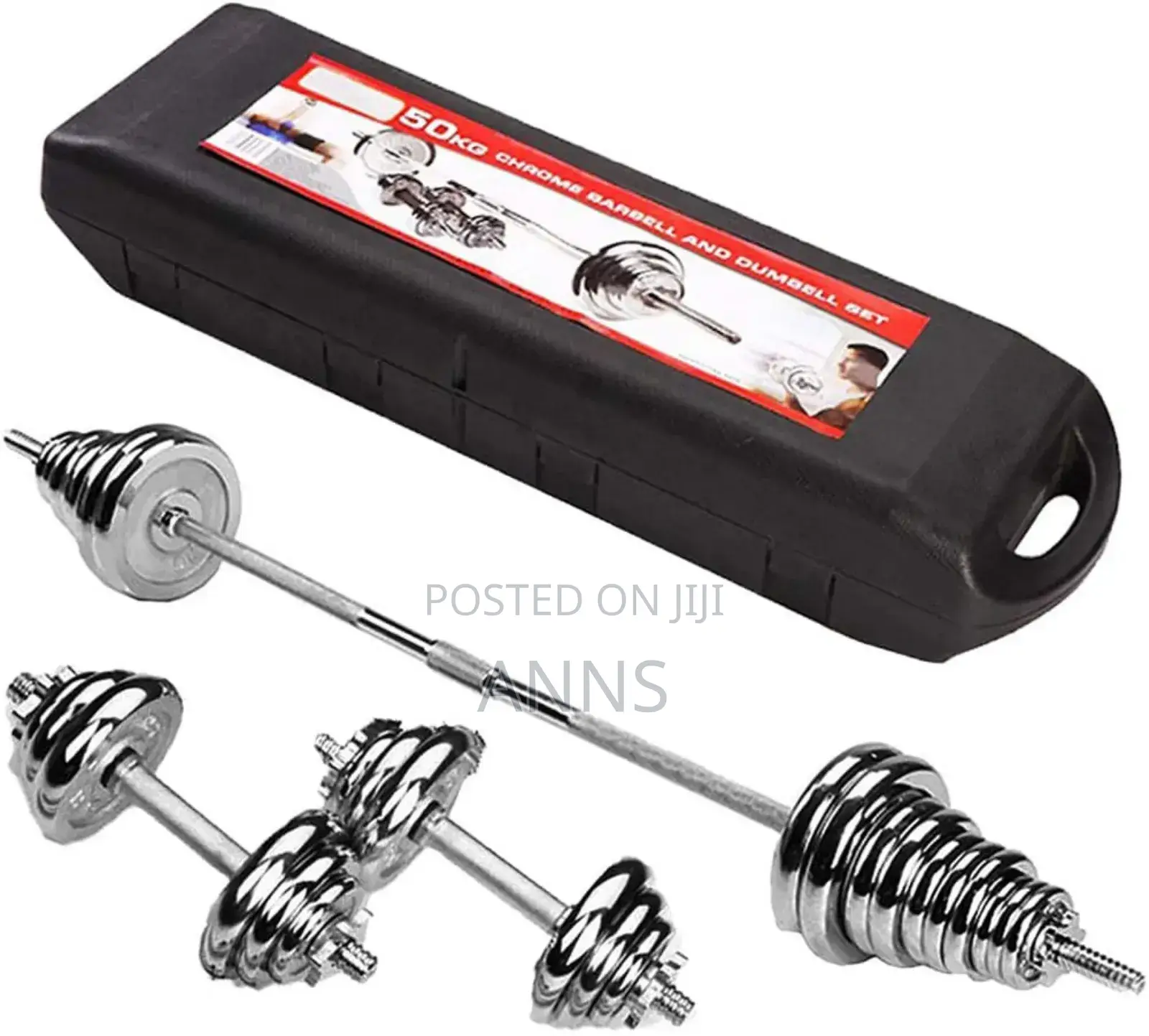 50 Kg Chrome Dumbbell and Barbell Set.