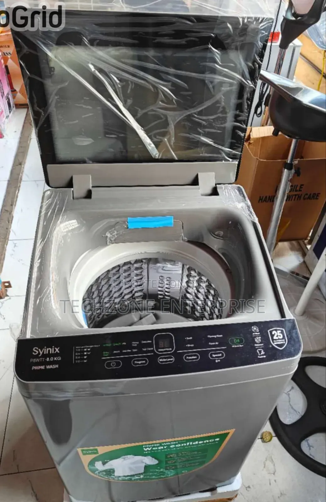 Syinix Pw8tt 8kgs Automatic Top-Load Washing Machine, Grey