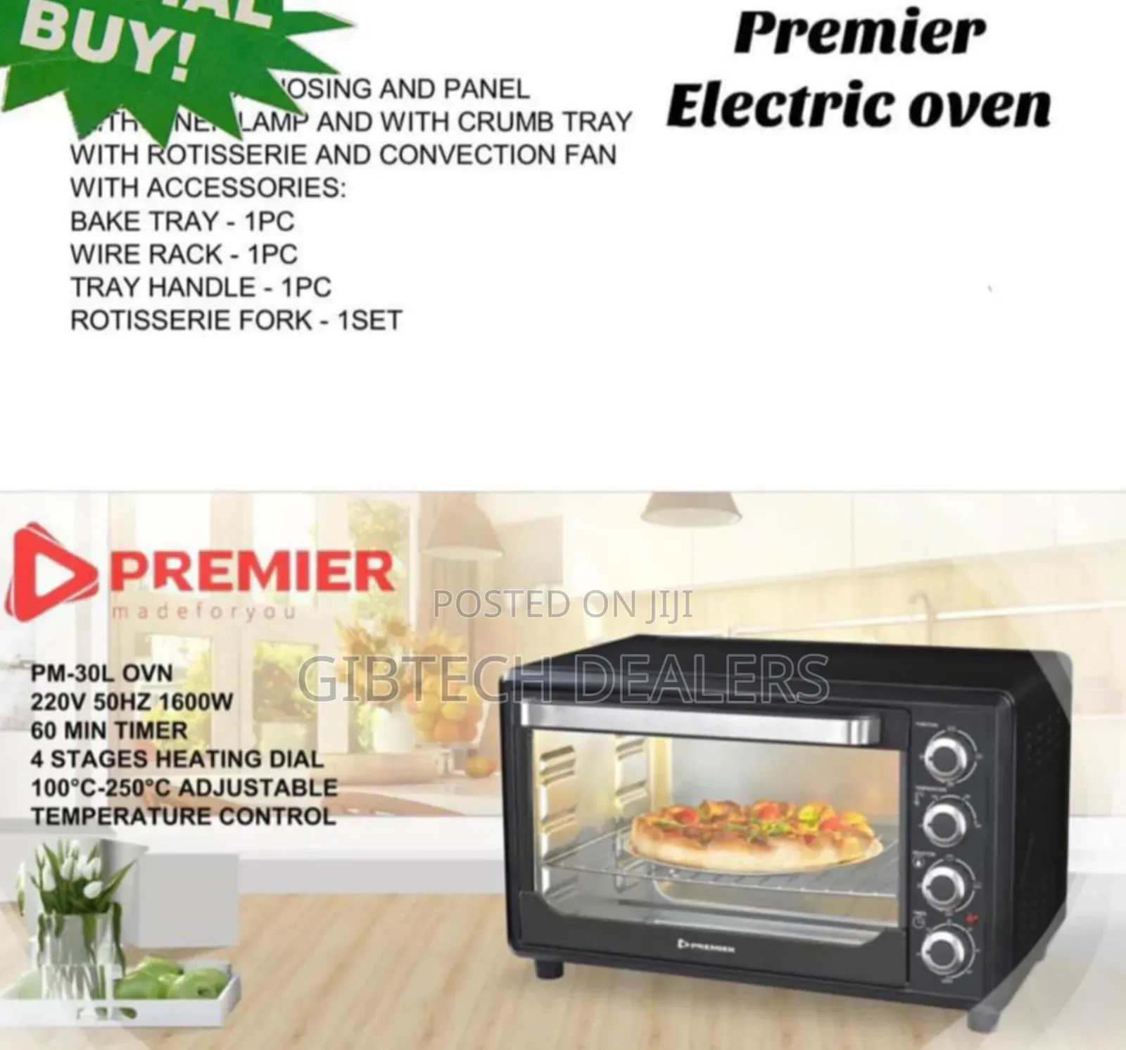 30ltrs Premier Electric Oven