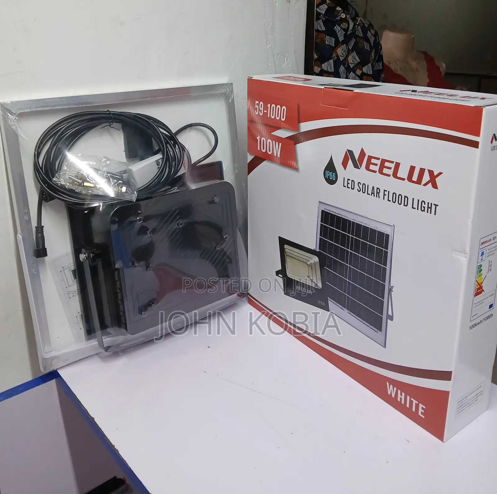 Neelux Led Solar Flood Light, 100watts With Remote Control
