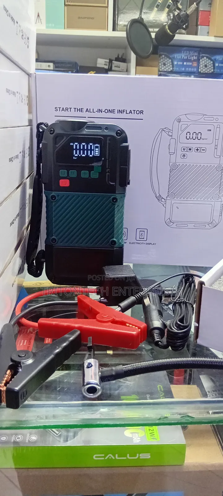 Portable Car Jumpstarter With Powerful Car Tire Compressor