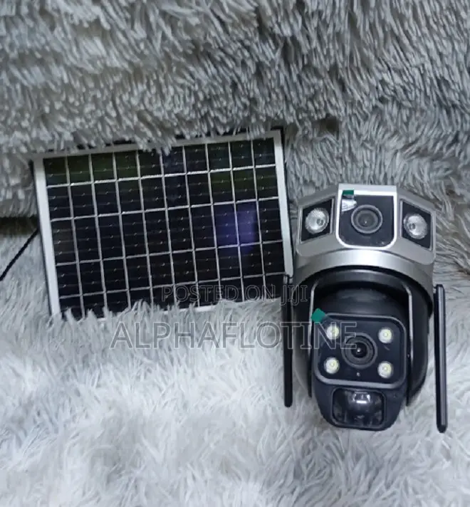 Wi-Fi Solar Powered CCTV Camera With Double Lens- Use V380 Pro App