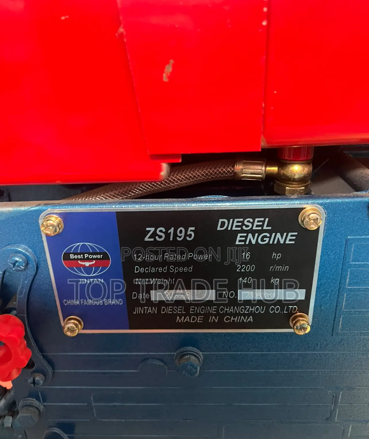 Powerful Jintan Zs195 Diesel Agricultural Engine 16hp 2200rpm
