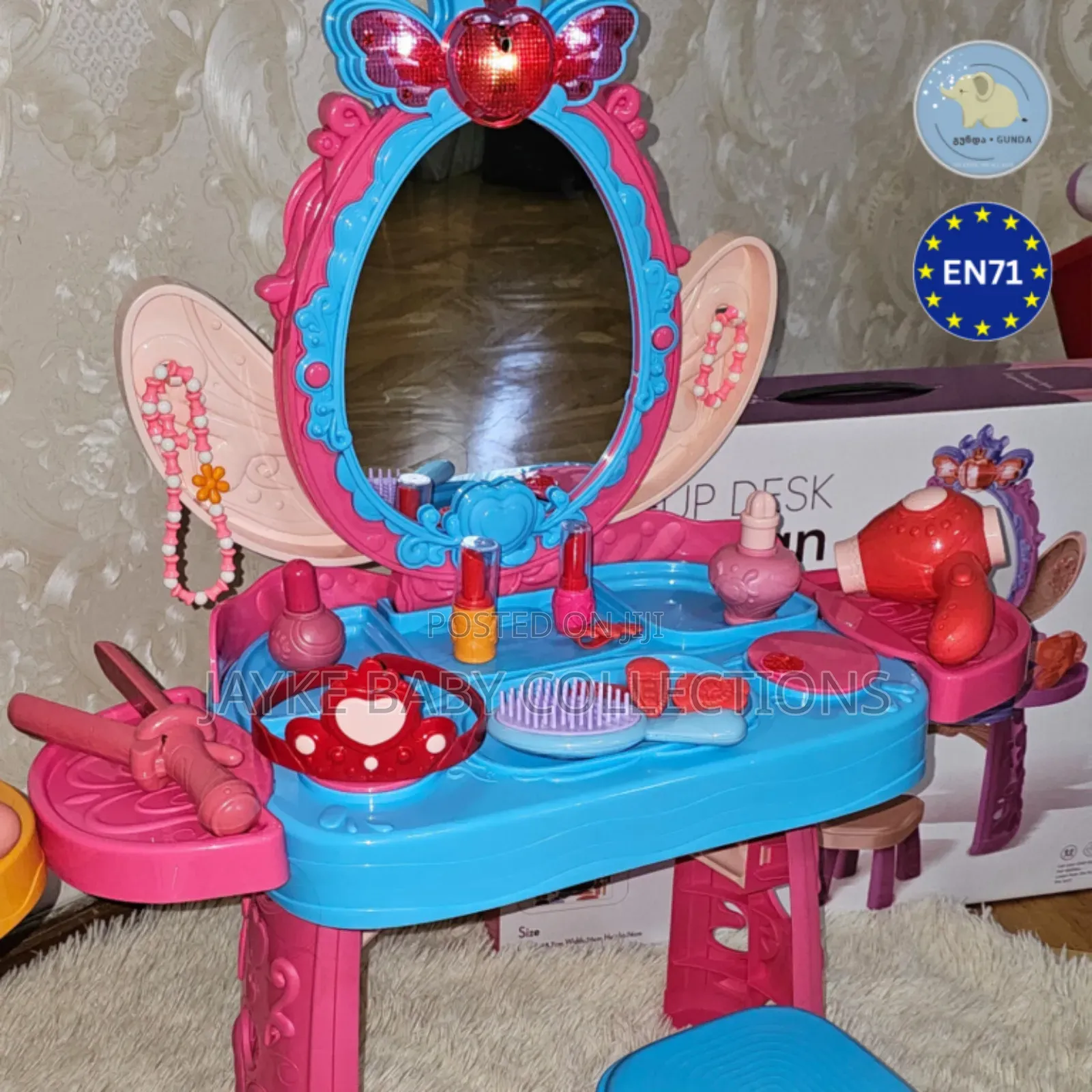 Kids Vanity Makeup Table Stool Play Set