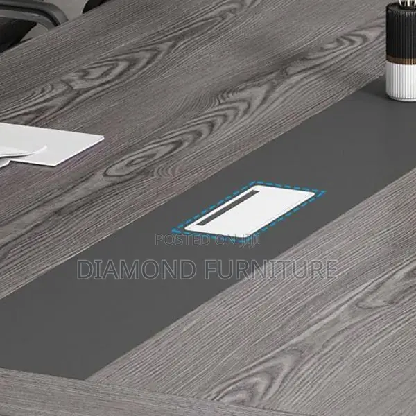 Office Table; Rustic Oak Conference Table With Industrial Style Frame