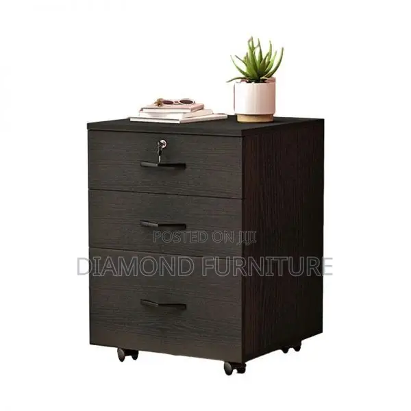 Office Cabinet; Walnut Credenza Pedestal With Traditional Detailing