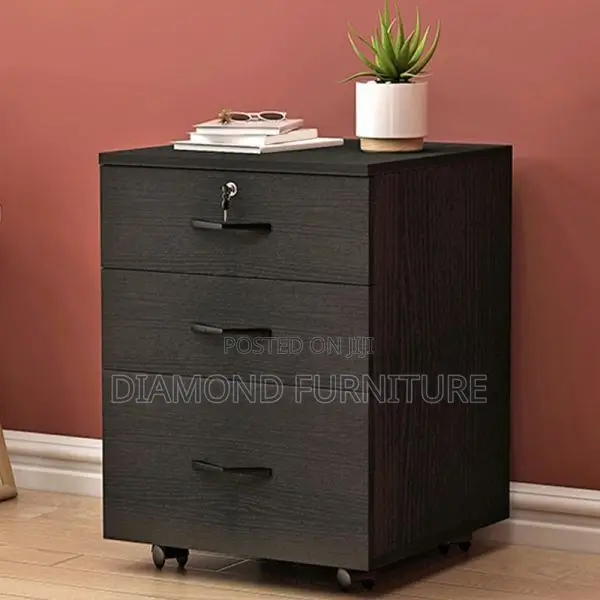 Office Cabinet; Walnut Credenza Pedestal With Traditional Detailing