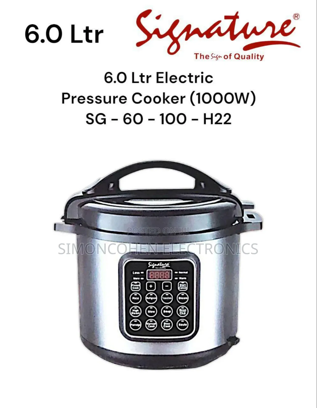 Signature Electric Pressure Cooker 6l