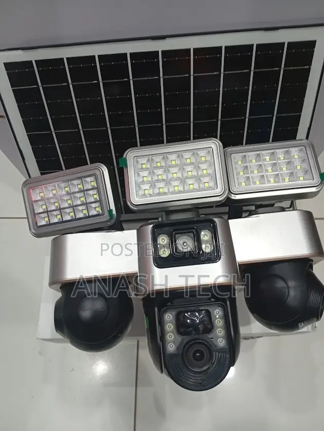 V380 4g Solar CCTV Camera Tripple Lens With Floodlights