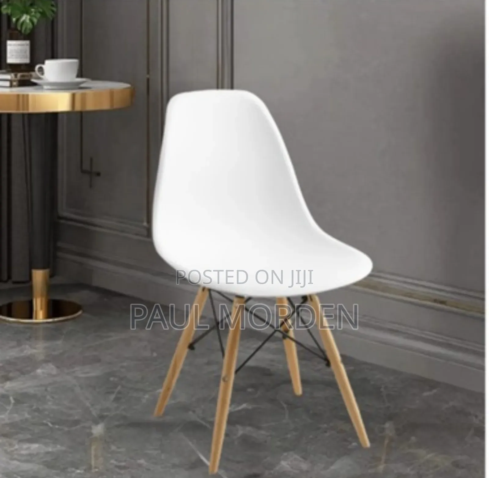 Dining Plastic Seat With Wooden Legs