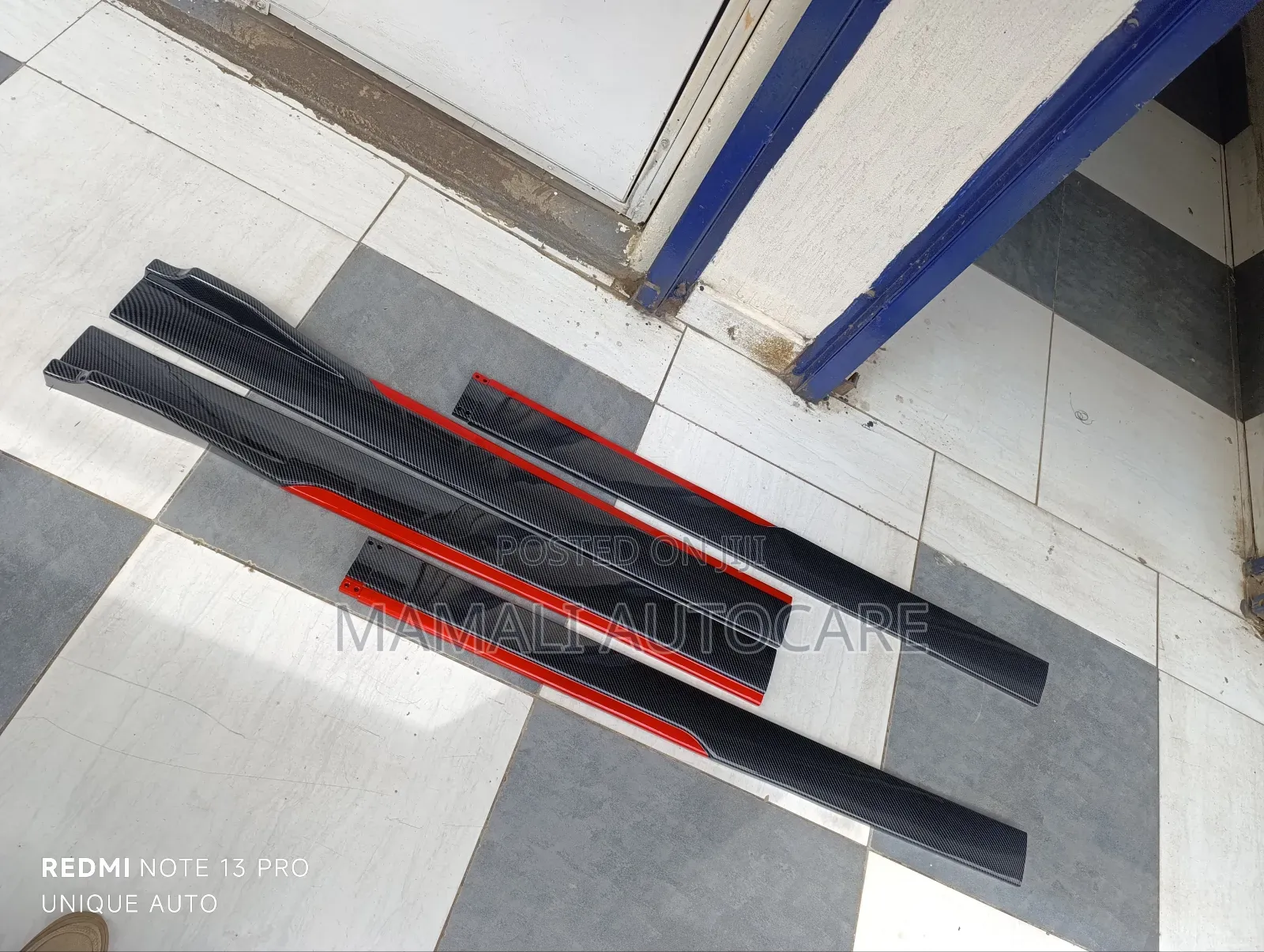 Universal Carbon Red Side Skirts Sporty Car Body Kit Upgrade