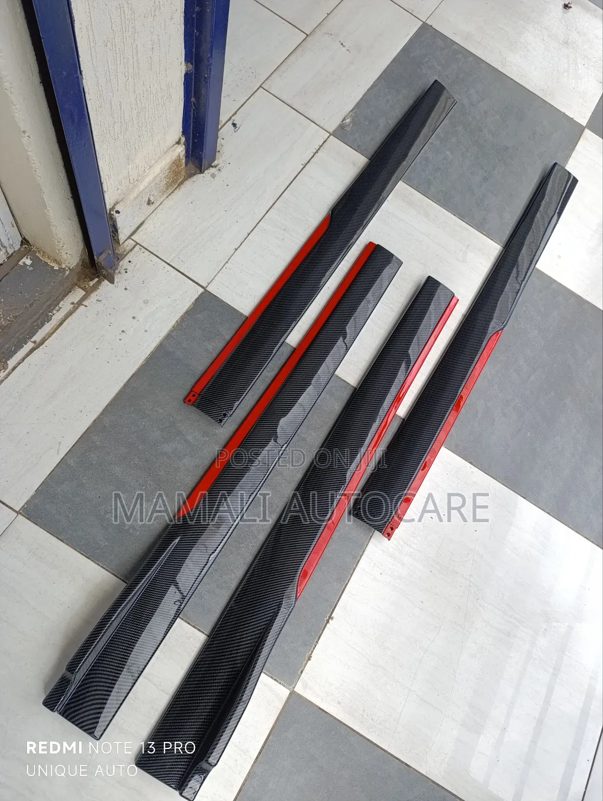 Universal Carbon Red Side Skirts Stylish Car Body Accessories