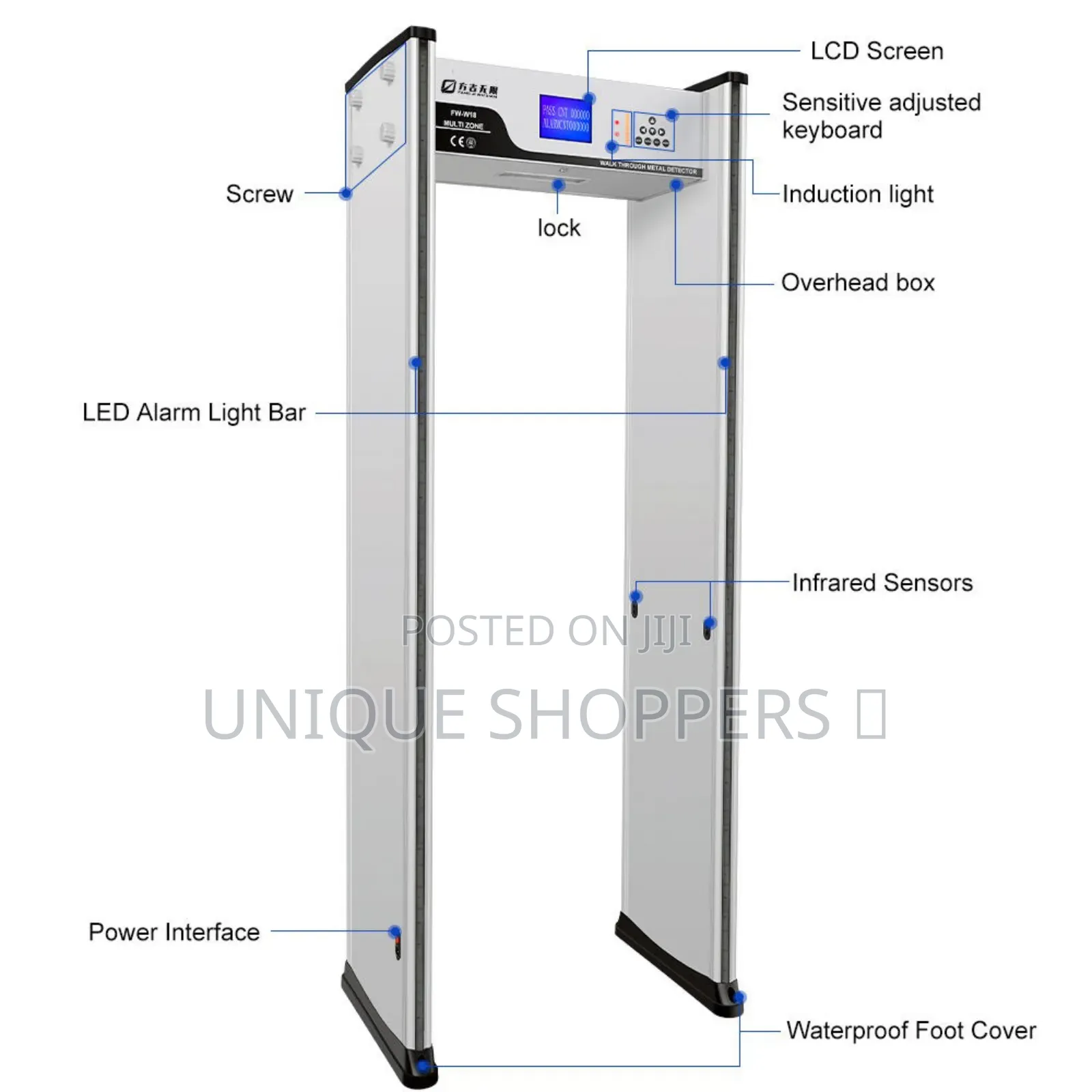Smart Walk-through Metal Detector Gate With Lcd Count Display