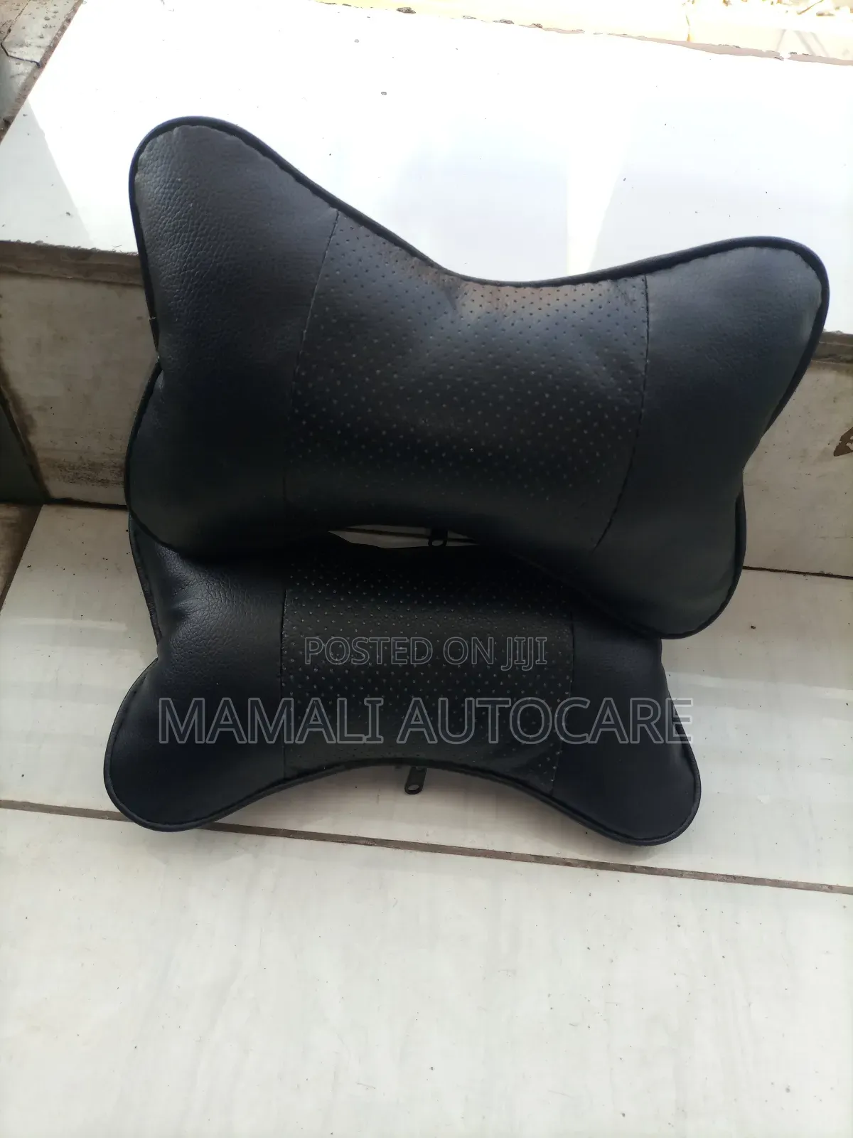 Car Headrest Pillow Black Plain 2 PCS Set Universal Comfort