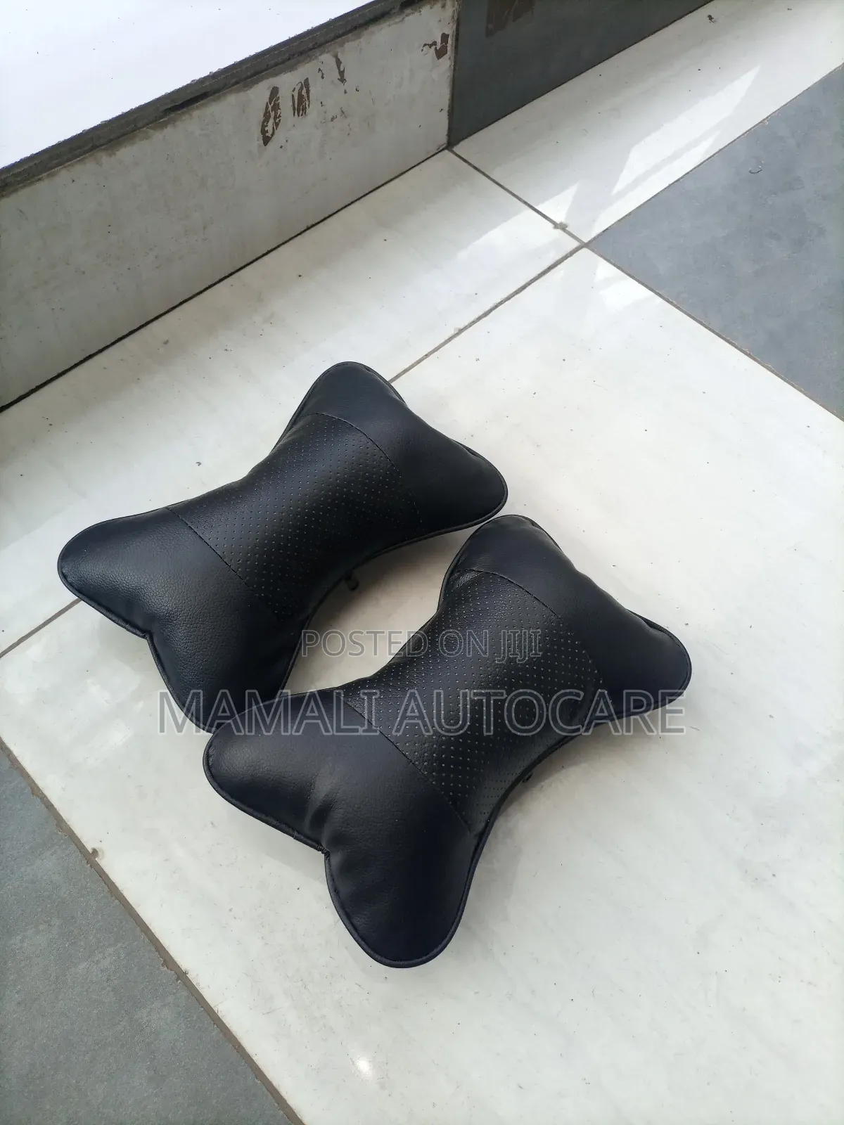 Universal Car Headrest Pillows Black Plain Set of 2 Pieces