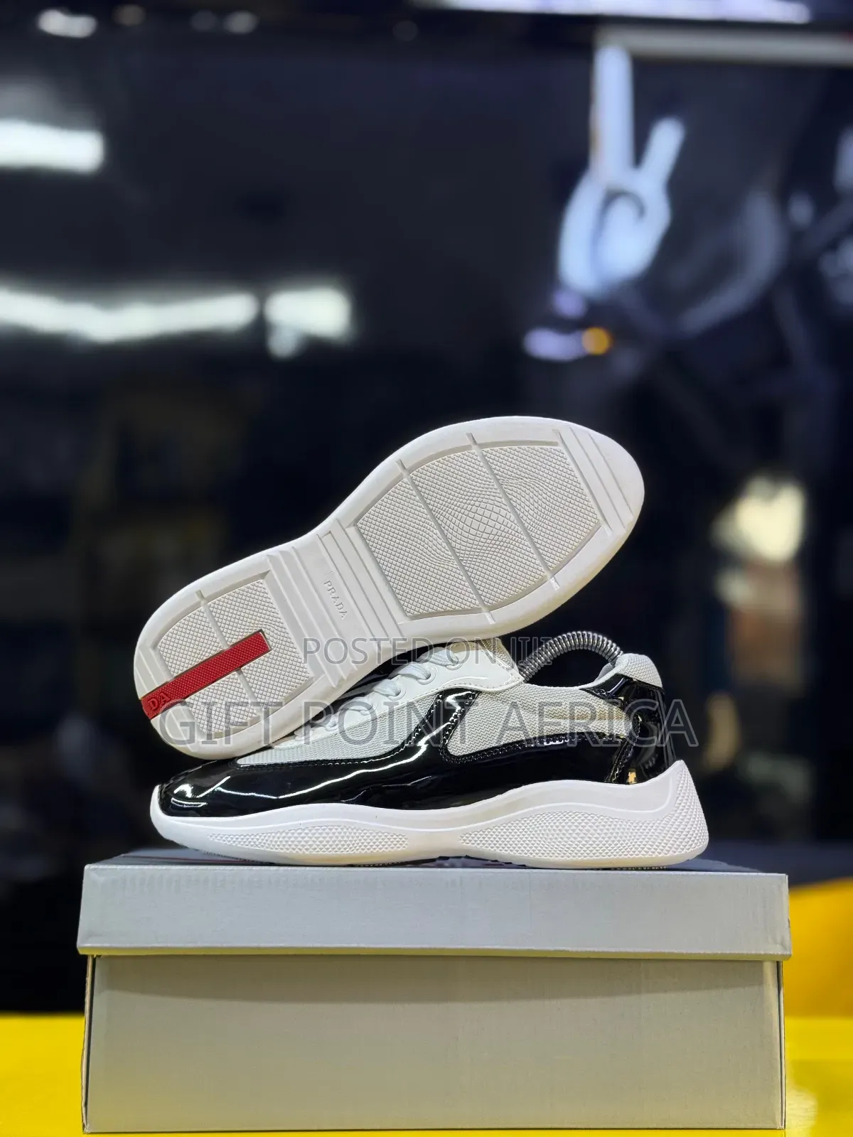 Prada Men, American Cup Sneakers “Black/White”
