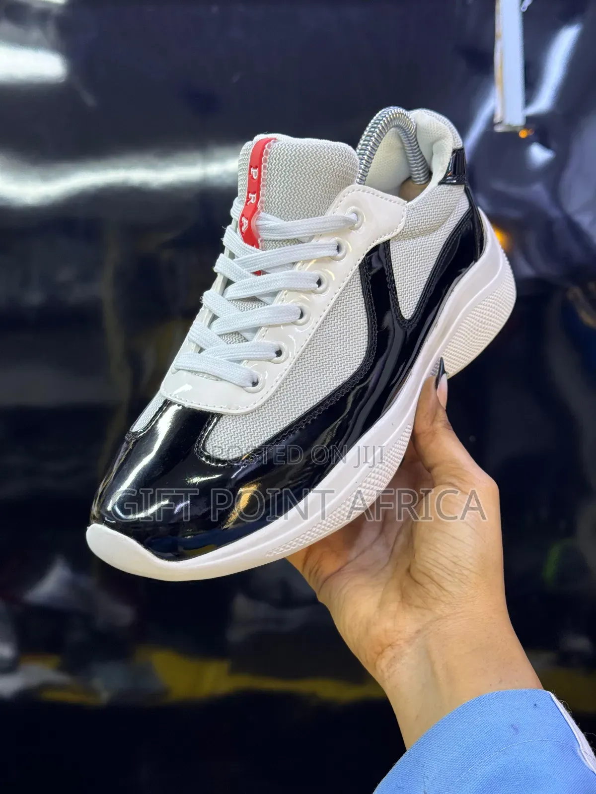 Prada Men, American Cup Sneakers “Black/White”