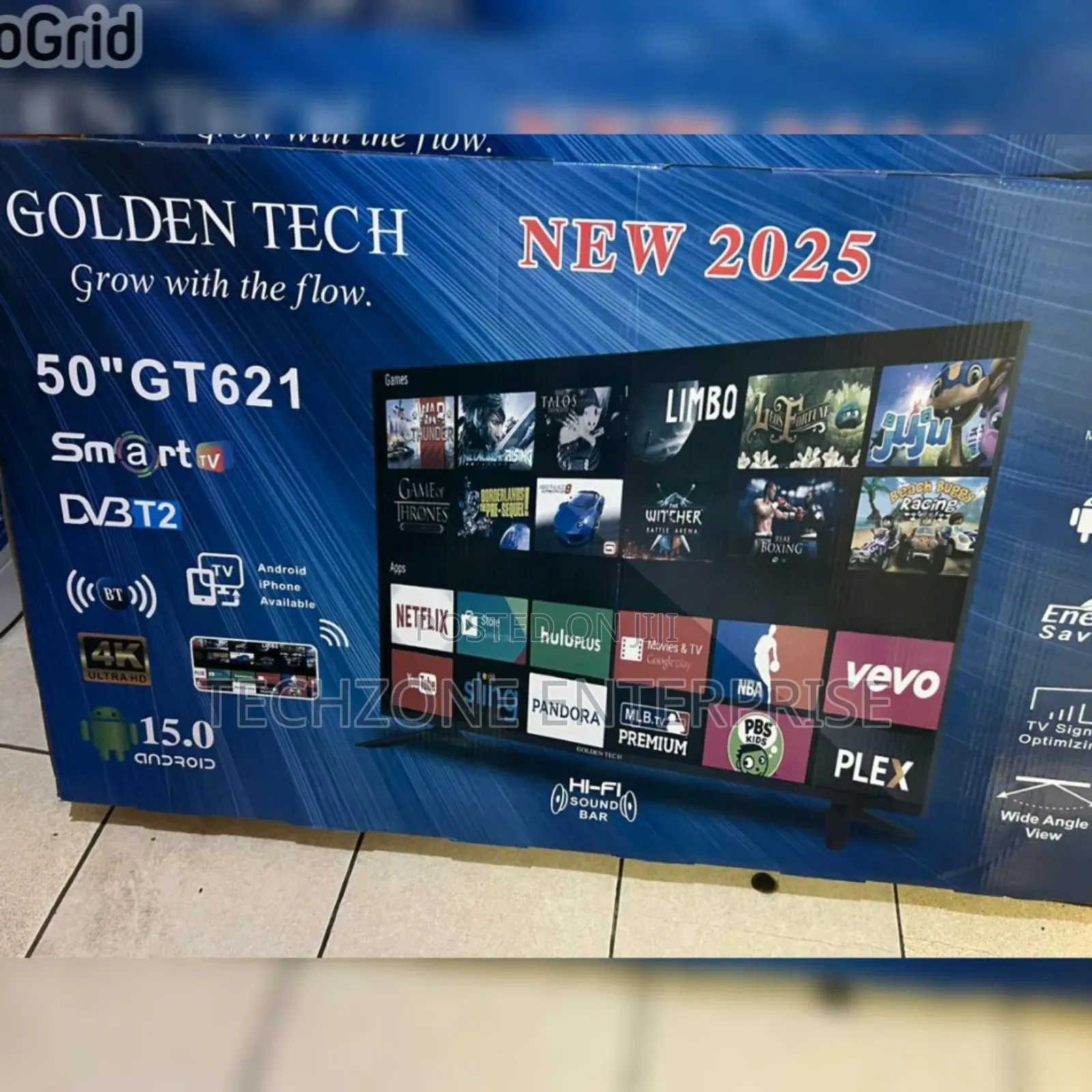 Golden Tech 50 Inches Smart Android Flameless Tv 