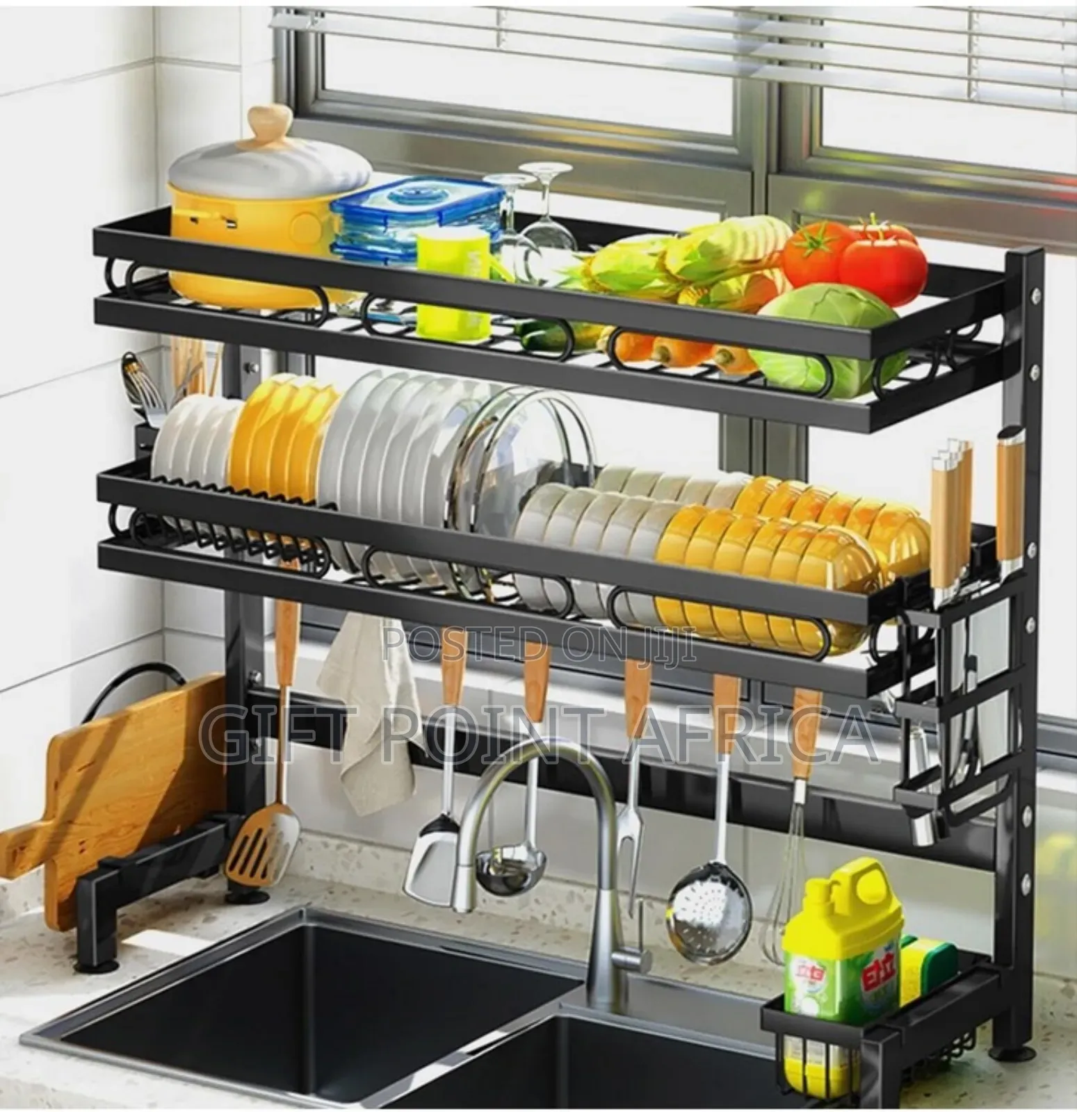 *Double Over The Sink Stainless Steel Dish Rack*