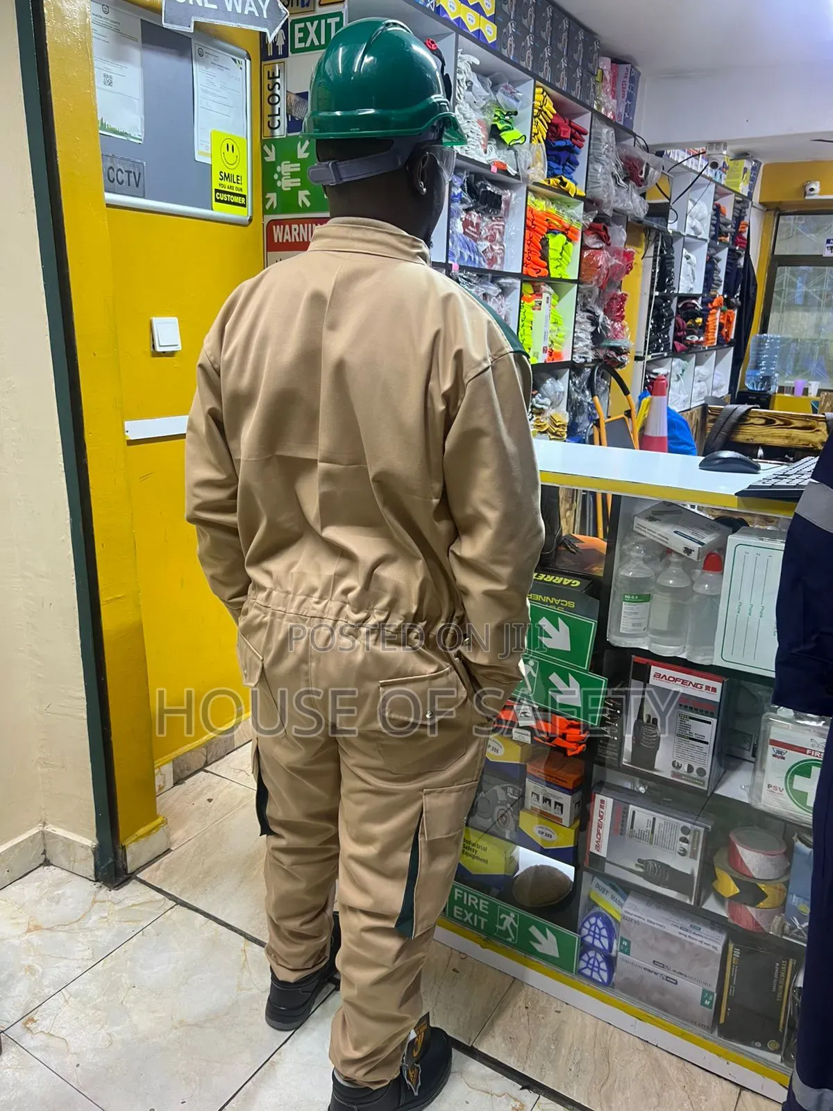 Green and Beige Mixed Colours for Men Overalls