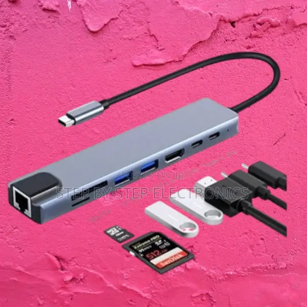 8-in-1 Multiport Usb-C Hub– Hdmi, Lan, Usb 3.0, Pd Charger, Sd/Tf Slot