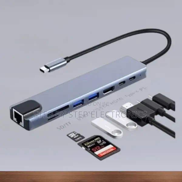 8-in-1 Type-C Adapter Hub – Hdmi Ultra Hd, Gigabit Lan, Usb, Sd Pd