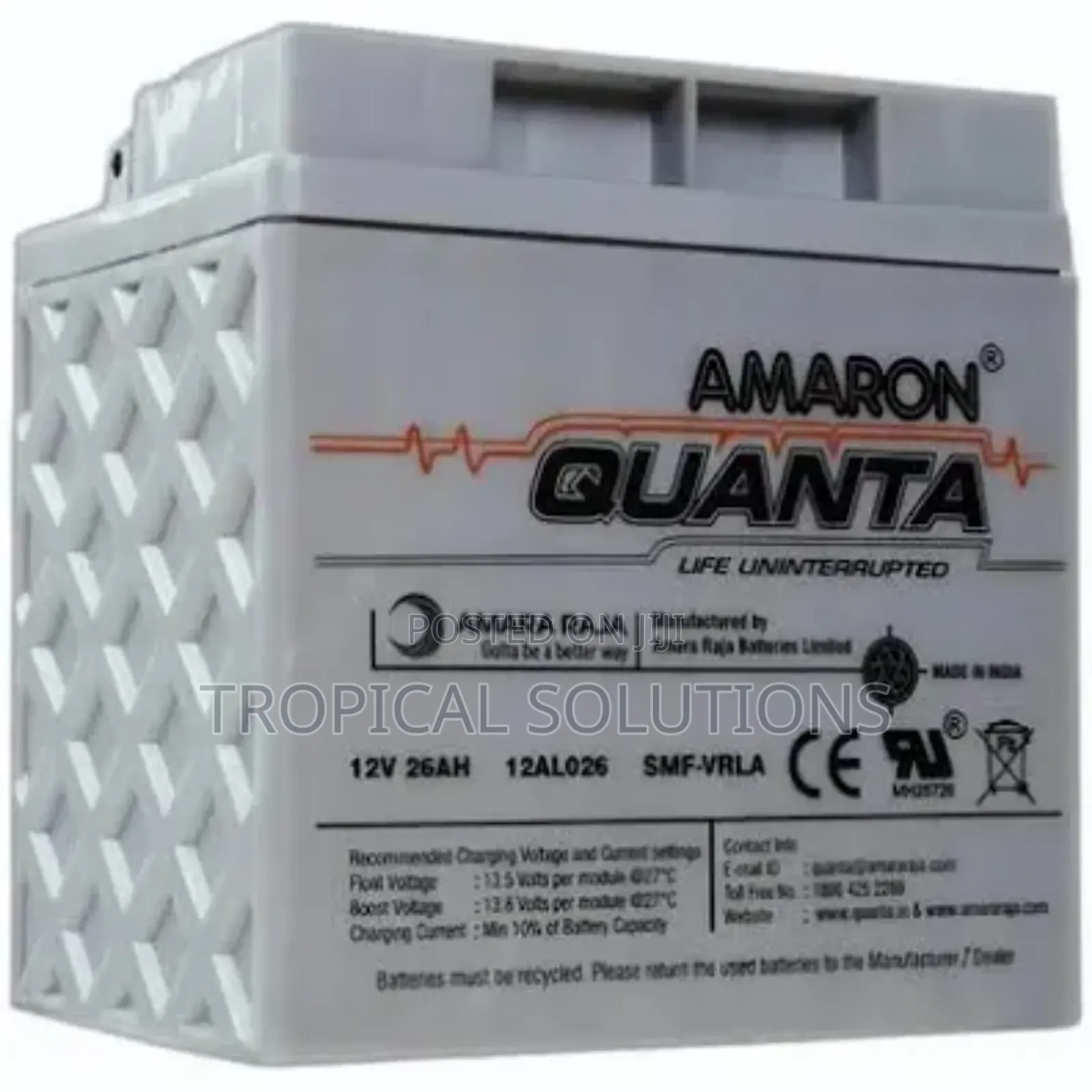 Ups Battery 12 Volts 26ah Amaron Quanta Model 12v 26ah Sealed