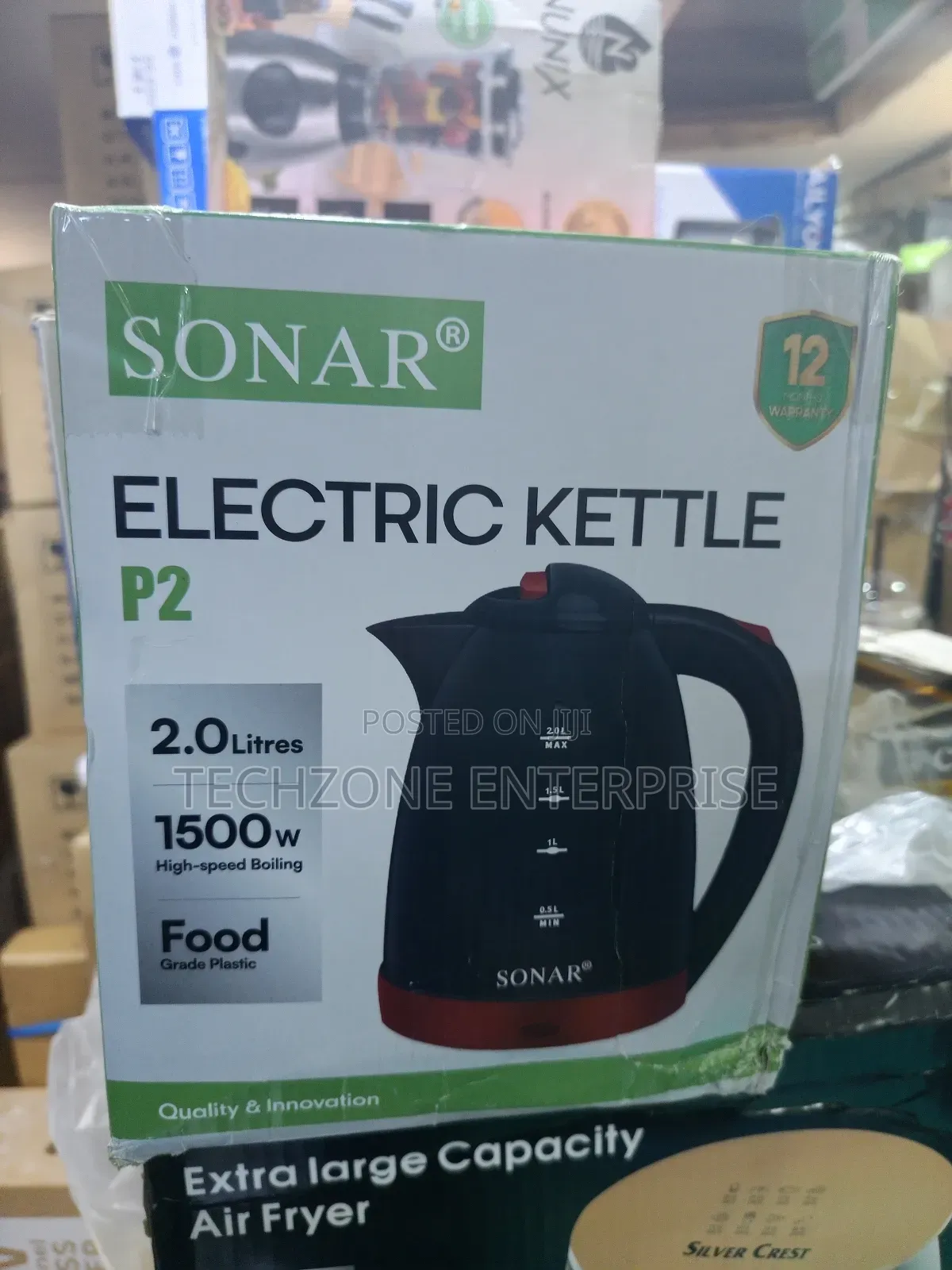 2.0 Litresx Sonar Plastic Kettle Stainless Steel Body