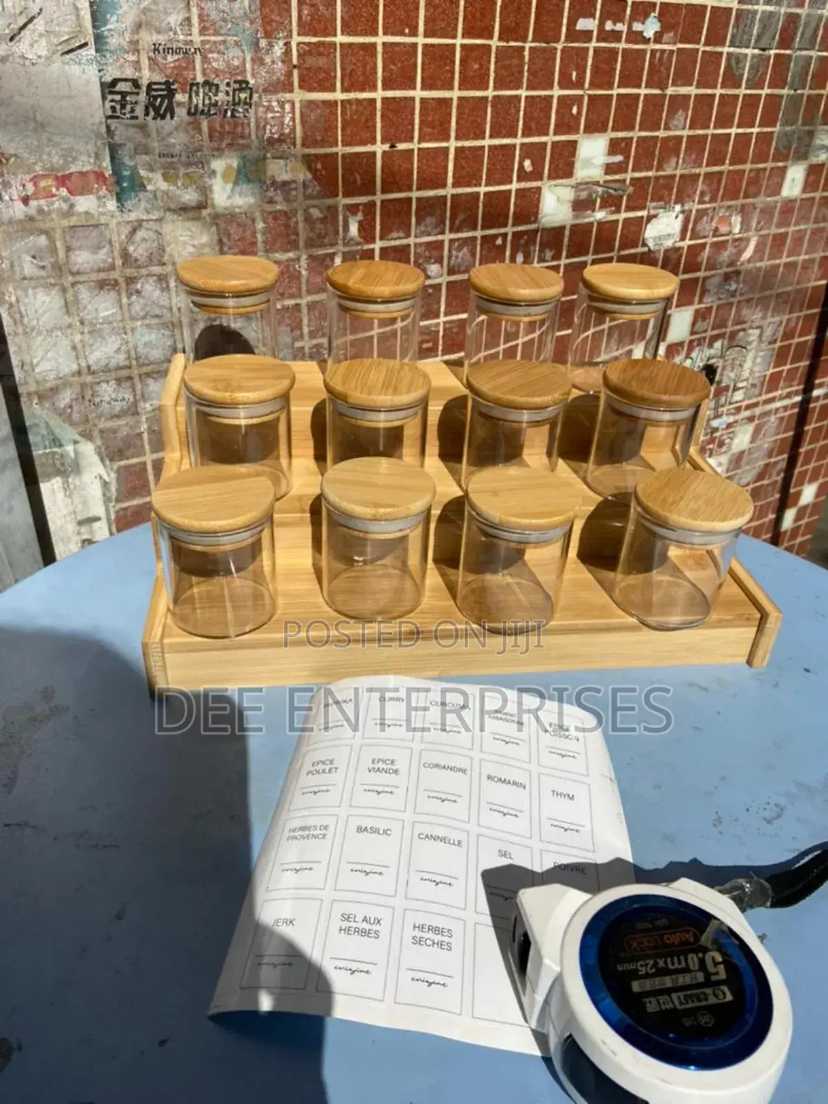 12pcs Glass Spice Jars With Bamboo Lid