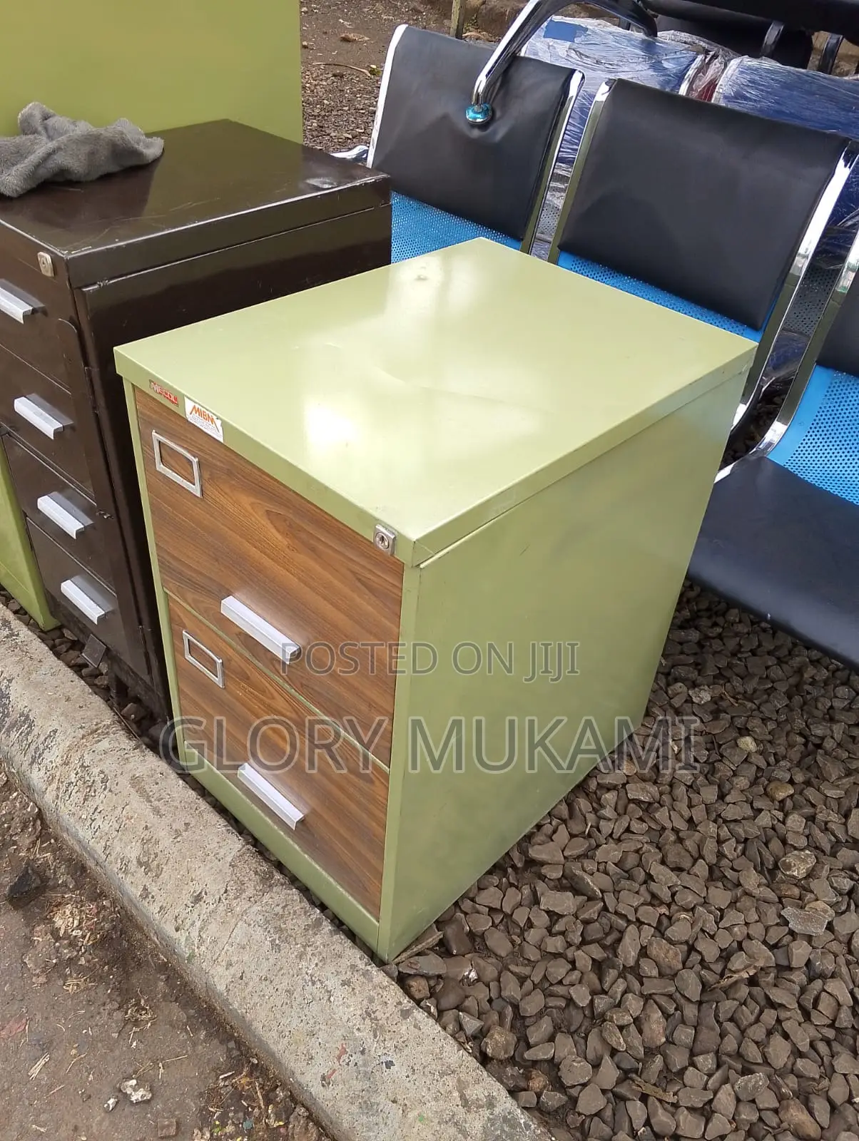 Metallic Wooden 2 Drawer Cabinet